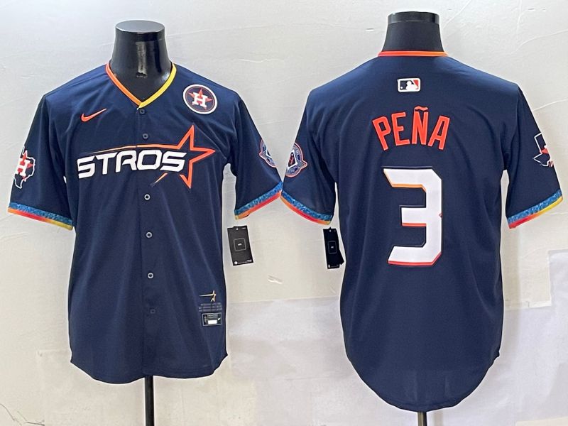 Men Houston Astros #3 Pena Dark Blue Fourth generation Joint Name Nike 2025 MLB Jersey style 6